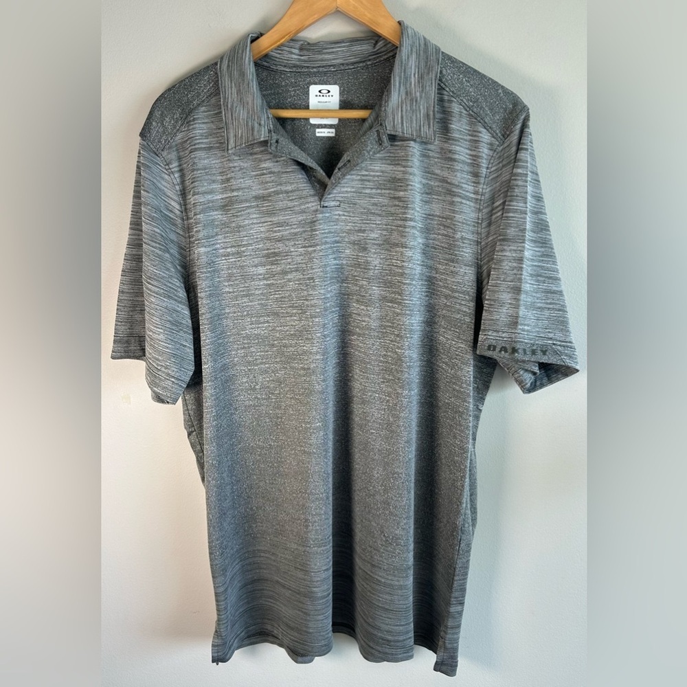 Oakley Gravity Pro 2.0 Short Sleeve Polo Shirt Men's XL Gray Heathered Like New